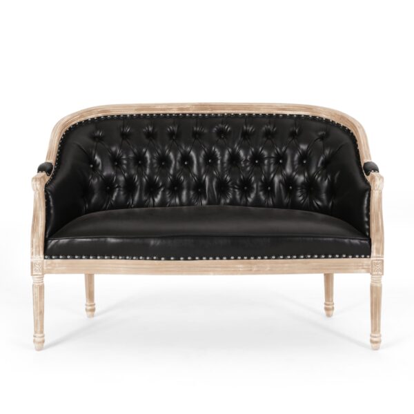 French Country Chesterfield Style Tufted Loveseat - Black