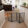 Pet Gate Dog Gate For Doorways, Stairs Or House Freestanding, Folding - Dark Brown - Image 2