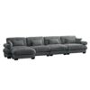 Modern Velvet L Shaped Sectional Cloud Sofa Convertible 4 Seater Modular Couch With Pillows - Gray - Image 11