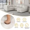 U - Shaped Sectional Sofa Pull Out Sofa Bed With 2 USB Ports, 2 Power Sockets, 3 Back Pillows And A Storage Chaise For Living Room - Beige - Image 8