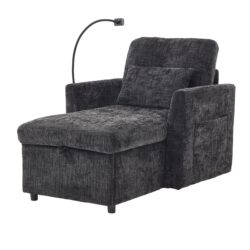 Multifunctional Lazy Person Sofa Recliner With Storage Backrest And Cell Phone Bracket For Living Room Or Bedroom - Black