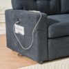 Sectional Sofa Bed L Shaped Sofa Couch Bed With USB Port, Reversible Sofa Couch Sleeper With Pull Out Bed, Chaise With Storage, For Living Room - Black - Image 9