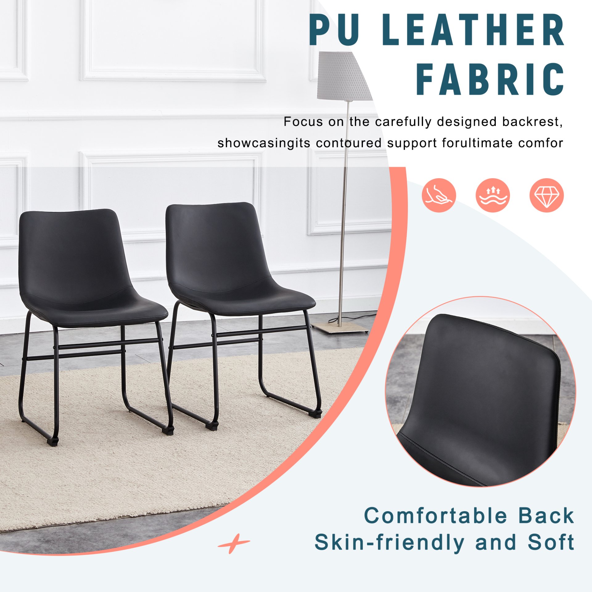 (Set of 4) Classic Chairs, A Stylish Seat Suitable For Modern Minimalist And Industrial Style Environments - Black - Image 9