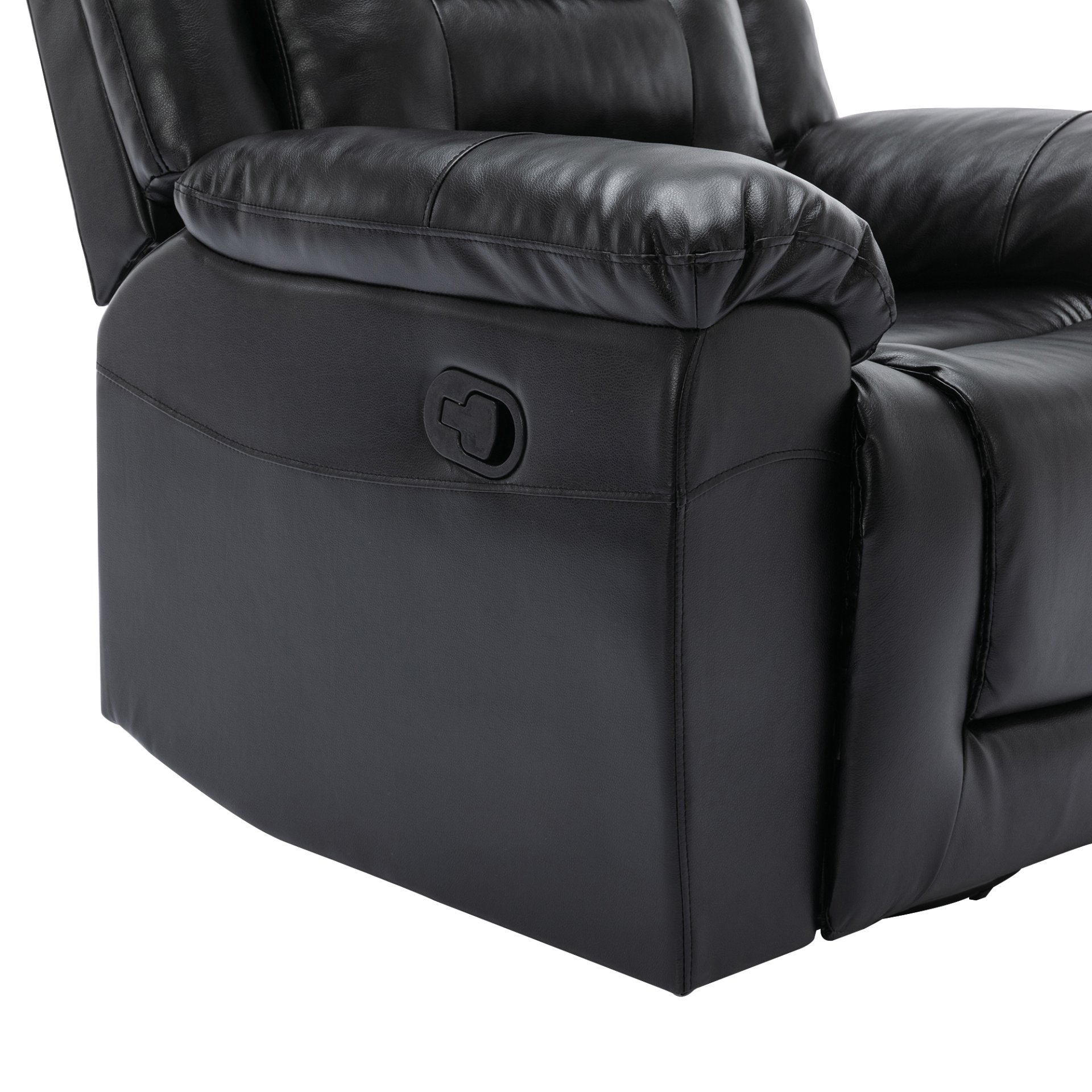 3 Seater Home Theater Recliner Manual Recliner Chair With Two Built-In Cup Holders For Living Room - Black - Image 14