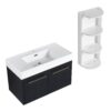 Modern 36" Wall Mounted Bathroom Vanity With Thick Edge Resin Sink And Storage Rack Plywood - Black Chestnut - Image 12