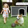 Medium Wooden Outdoor Dog House, Waterproof Roof, Elevated Floor - Gray - Image 5