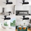 23" Bedroom Ceiling Fan With 3 Color Dimmable 3 ABS Blades Remote Control Dc Motor Black With 18W Led Light - Black - Image 4