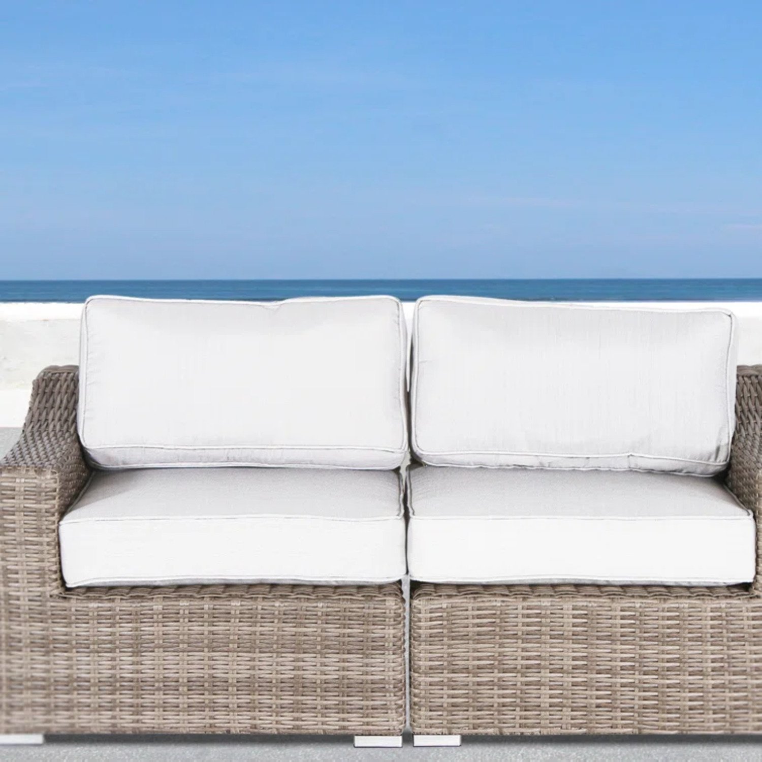 Chic Wide Outdoor Loveseat With Cushions Ideal For Stylish Outdoor Relaxation - Gray Mix - Image 2