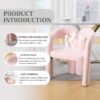 Contemporary Designed Velvet Upholstered Accent / Dining Chair With Armrests - Pink - Image 6