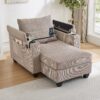 Convertible Chaise Lounge Sofa Chair With USB Ports, Cup Holders, Phone Holder, Storage - Brown - Image 13