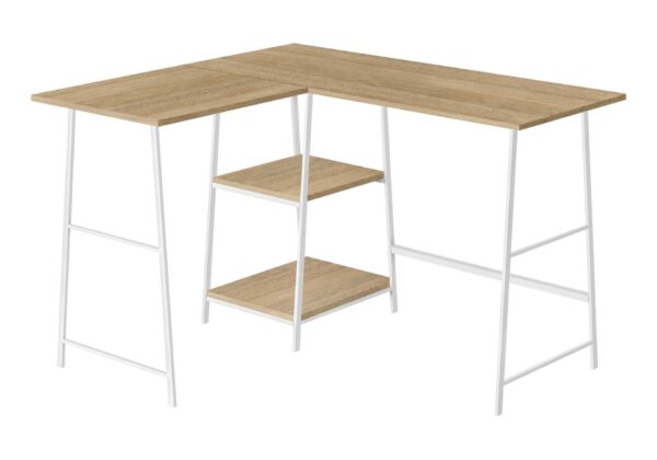 Computer Desk, Home Office, Corner, Storage Shelves, L-Shape, Work, Laptop, Contemporary, Modern - Natural