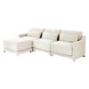 Elegant Chenille 3 Seater Sofa With Movable Ottomans High Resilience Sponge - Beige - Image 21