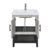 Modern Freestanding Bathroom Vanity With Ceramic Sink, Hot And Cold Faucet, 2 Door Cabinet & Open Iron Shelf, Magnesium Oxide And Iron Frame - White - Image 12
