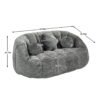 Durable Comfort High Back Bean Bag Sofa Lounger For Adults And Kids - Gray - Image 3