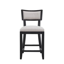 Counter Stools (Set of 2), Upholstered Counter Height Bar Stools With Comfy Back, Solid Rubber Wood Frame, Backrest, Footrest, Armless Barstools For Home Bar, Kitchen Counter - Beige / Black