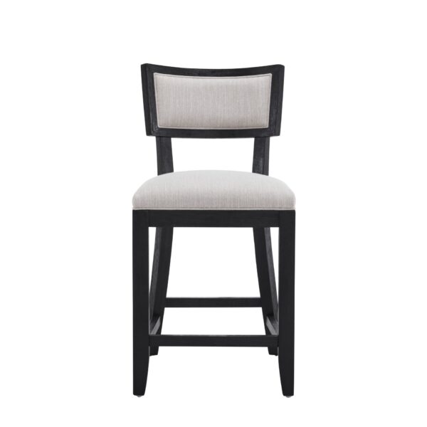 Counter Stools (Set of 2), Upholstered Counter Height Bar Stools With Comfy Back, Solid Rubber Wood Frame, Backrest, Footrest, Armless Barstools For Home Bar, Kitchen Counter - Beige / Black