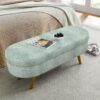 Ottoman Oval Storage Bench With Rubber Wood Legs Fabric - Cyan - Image 5