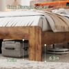 King Size Wood Platform Bed Frame With LED Storage Headboard And USB Ports - Dark Brown - Image 3