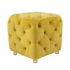 Modern Velvet Upholstered Ottoman, Exquisite Small End Table, Soft Foot Stool, Dressing Makeup Chair, Comfortable Seat For Living Room, Bedroom, Entrance - Yellow - Image 7