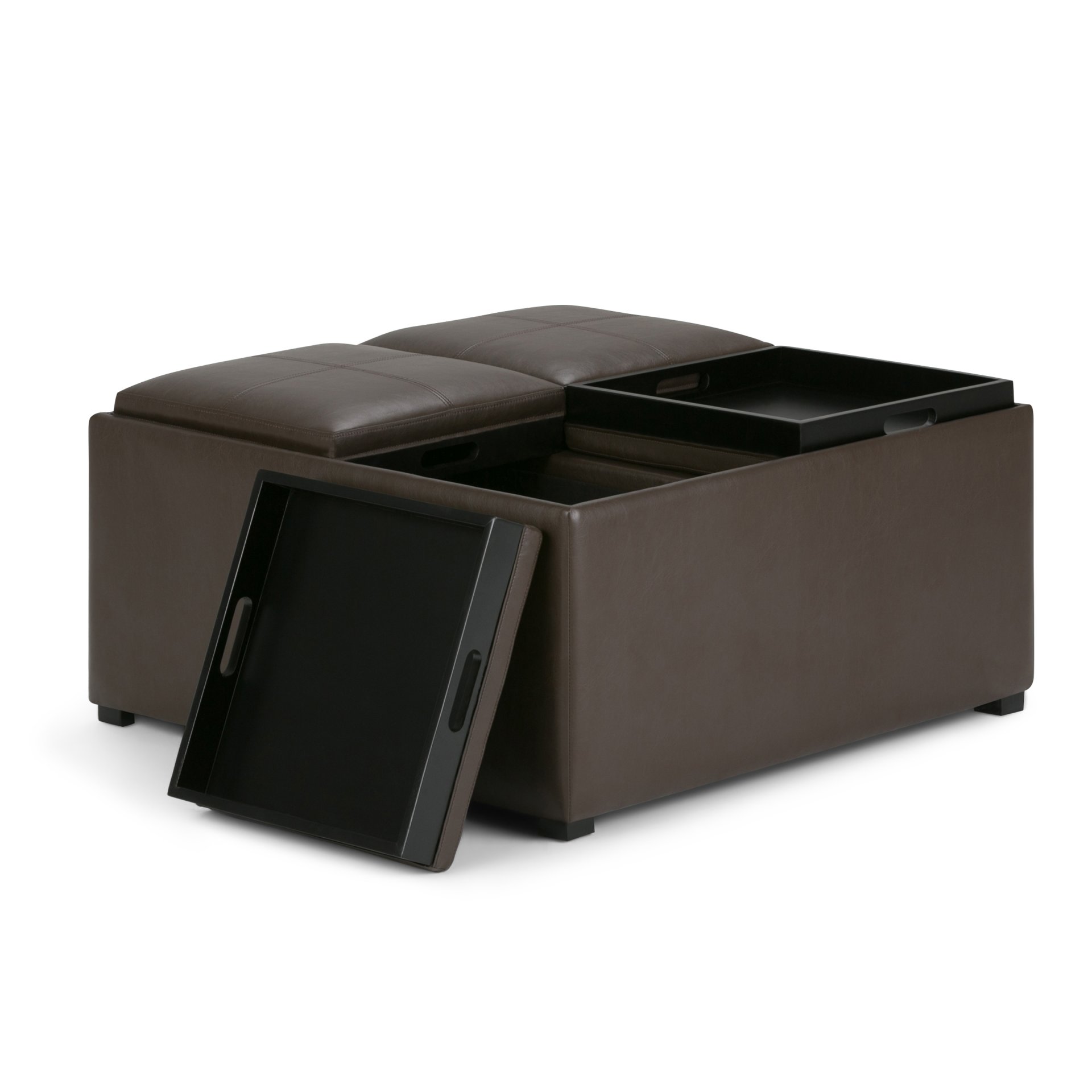Avalon - Square Coffee Table Storage Ottoman - Chocolate Brown - Image 8