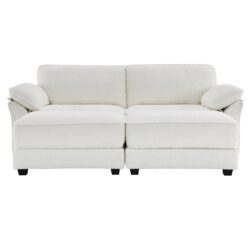 Free Combination Modular Convertible Sectional Sofa Bed Set, 4 Seat Upholstered Sleeper Corner Couch, Deep Seat Loveseat With Ottoman - White