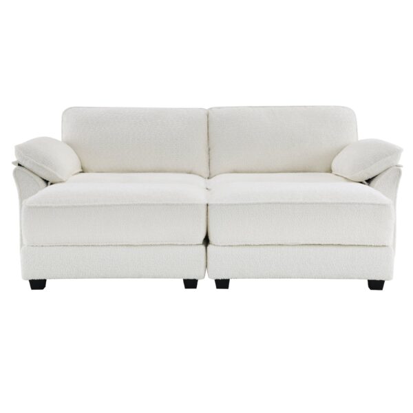 Free Combination Modular Convertible Sectional Sofa Bed Set, 4 Seat Upholstered Sleeper Corner Couch, Deep Seat Loveseat With Ottoman - White