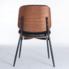 Dining Chairs Mid-Century Modern Retro Faux Leather Chair With Walnut Bentwood Back Upholstered Seat Metal Legs Adjustable Foot For Kitchen Dining Room Chairs (Set of 2) - Black - Image 7