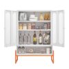Modern Minimalist Double Door Shoe Cabinet With Adjustable Mesh Doors - White - Image 12
