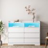 6 Drawer Dresser For Bedroom With LED Lights, Sturdy Frame - White - Image 4