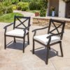 Outdoor Dining Chair Set With Water Resistant Cushions - Black / Ivory - Image 4