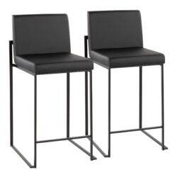 Fuji - Contemporary, High Back Counter Stool (Set of 2) - Black