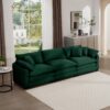 Mid Century Modern Corduroy 3 Seater Sectional Sofa With Arm And Throw Pillows - Green - Image 4