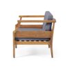 Outdoor Club Chair With Recessed Arms And Cushions - Dark Gray / Teak - Image 6