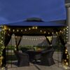 10 X 10 Ft Patio Gazebo Tent With Ventilated Double Roof And Mosquito Net Canopy For Backyard Or Garden - Gray - Image 5
