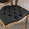 French Style Solid Wood Frame Antique Painting, Hand-Pulled Buckle Decoration Artificial Leather Dining Chair With Nailhead Trim, Wood Legs - Black - Image 10