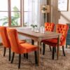 Nikki - Modern, High-End Tufted Solid Wood Contemporary Velvet Upholstered Dining Chair With Wood Legs Nailhead Trim (Set of 2) - Orange - Image 16