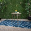 Outdoor Rustic Acacia Wood Bar Table With Slat Top - Teak - Image 4