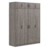 Contemporary 4 Door Wardrobe With 1 Drawer And Top Cabinet - Gray - Image 12