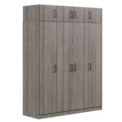 Contemporary 4 Door Wardrobe With 1 Drawer And Top Cabinet - Gray