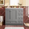 36" Shaker Free Standing Bathroom Vanity Cabinet With Sink, Soft Close Drawers, Soft Close Doors - Gray - Image 4