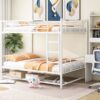 Full Over Full Bunk Bed With Shelf And Guardrails - White - Image 13