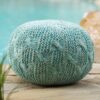 Deon - Knitted Pet Yarn Round Pouf With Classic Cable Knit Design - Aqua - Image 2