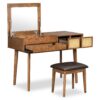 Classic Wood Makeup Vanity Set With Flip-Top Mirror And Stool, Dressing Table With Three Drawers And Storage Space - Brown - Image 4