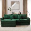 Modern Style 3 Seater Sofa Sectional Sofa Couch With Storage Space, A Movable Ottoman, Two USB Ports, Two Cup Holders, A Phone Holder For Living Room - Green - Image 21