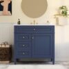 Bathroom Vanity With Top Sink, Modern Bathroom Storage Cabinet, 2 Drawers And A Tip-Out Drawer, Single Sink Bathroom Vanity - Blue - Image 2