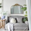 Arched Mirror With Metal Frame, Wall Mounted Mirror For Living Room Bedrrom - Gold - Image 3