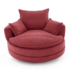 360° Swivel Sofa Chair Accent Barrel Chair With Dual Layer Cushion And Removable Pillows - Red