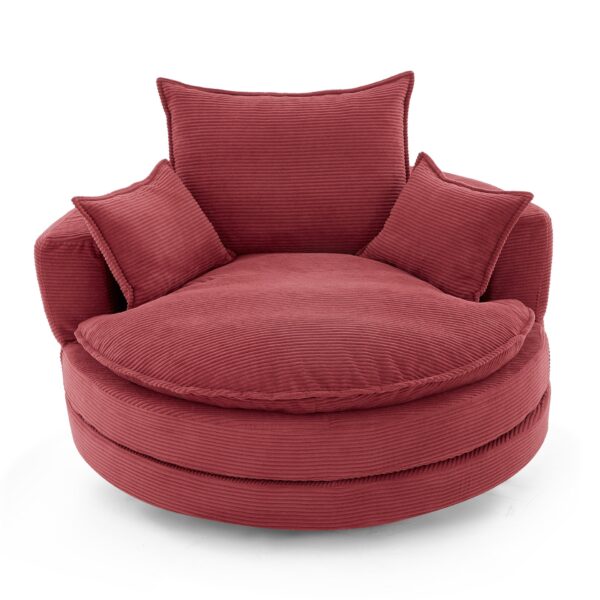 360° Swivel Sofa Chair Accent Barrel Chair With Dual Layer Cushion And Removable Pillows - Red