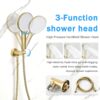 Shower System Set With Brass Valve, 10" Rain Shower, Handheld, Bathtub Spout - Brushed Gold - Image 6
