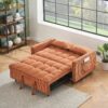 Folding Sofa Bed, Adjustable Back, Access Sofa, Recliner, Single Bed - Orange - Image 4
